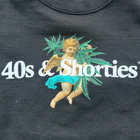 40s & Shorties Angel Plant Black Men’s Crewneck Sweatshirt - Picture 5 of 6